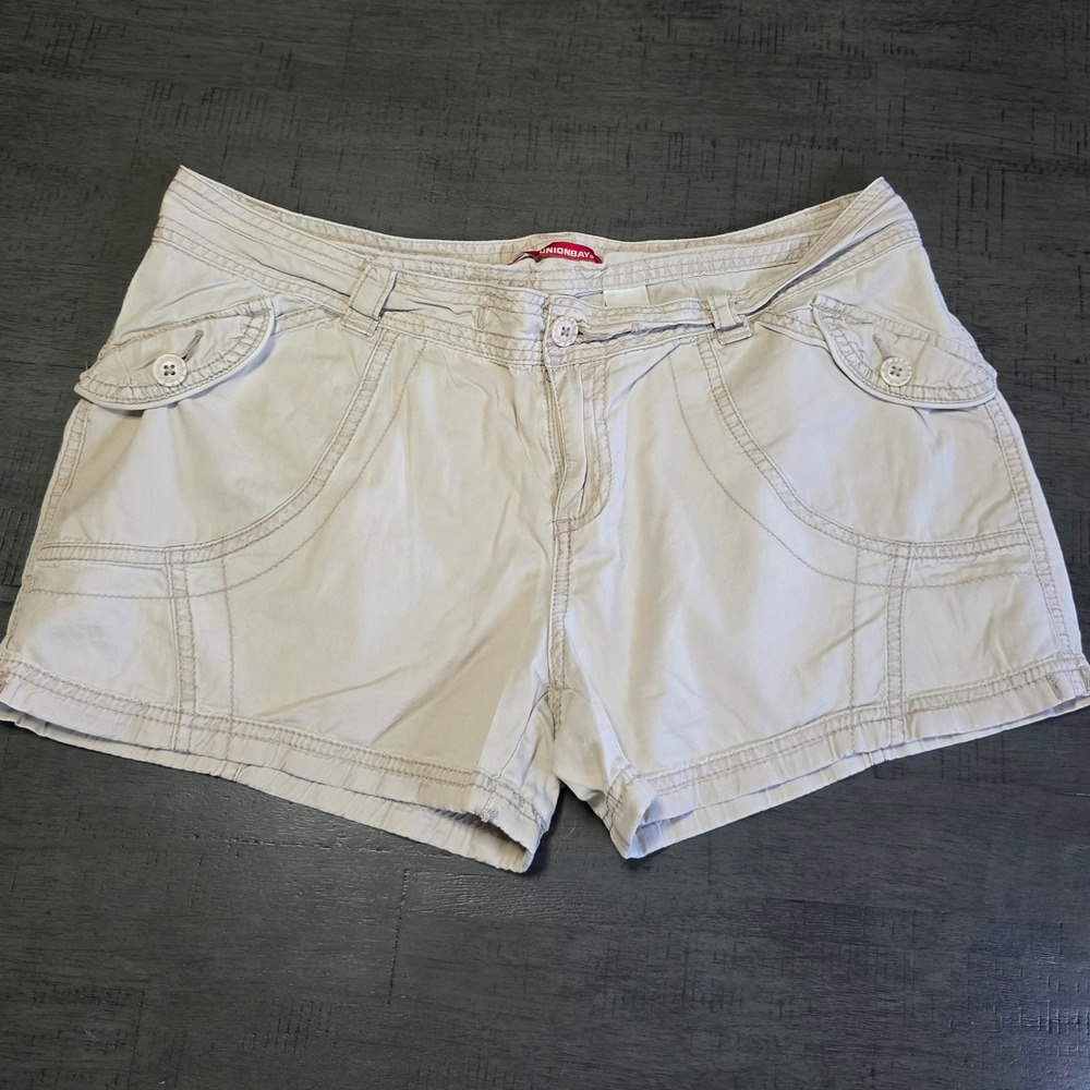 Unionbay Junior Size 13 Beige Cotton Cargo Shorts Casual Utility Style